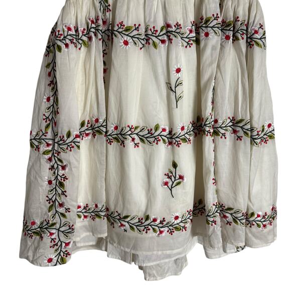 Samant Chauhan Anthropologie White Square-Neck Floral Embroidered Mini Dress XL - Picture 10 of 14